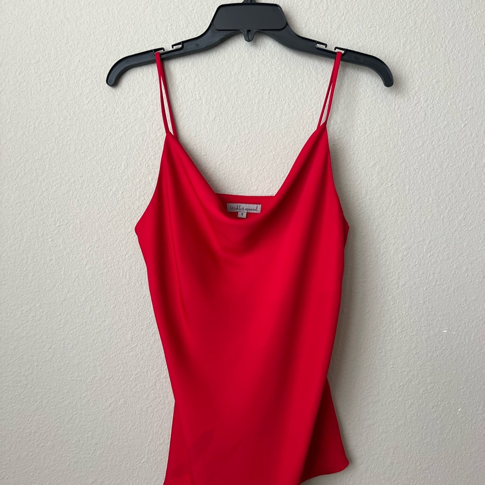 Red cowl neck top